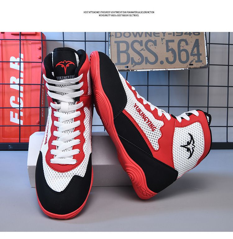 Scarpe unisex, nuove scarpe da boxe professionali, scarpe da combattimento Sanda, traspiranti, antiscivolo, resistenti all'usura, per allenamento e competizione._voghion.com