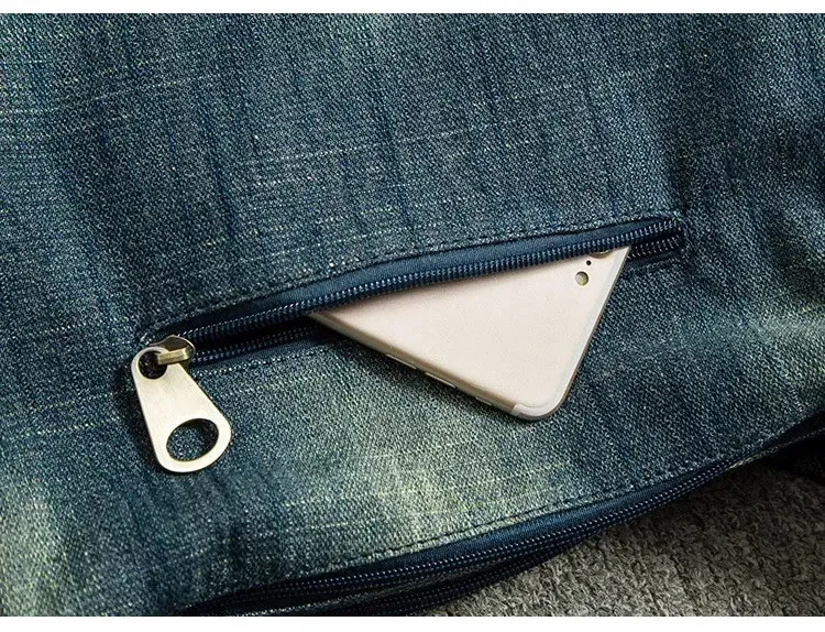 Borsa a tracolla casual da donna in denim con doppia cerniera, borsa a tracolla da donna in tela di qualità, borse da viaggio blu Bolsa_voghion.com