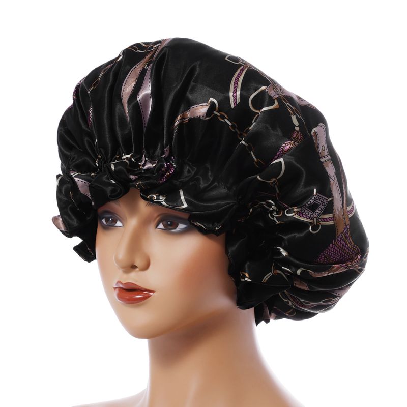 Double Layer Plant Print Nightcap - Spring Floral Design With Breathable Cotton Layers For Comfortable Sleep_voghion.com