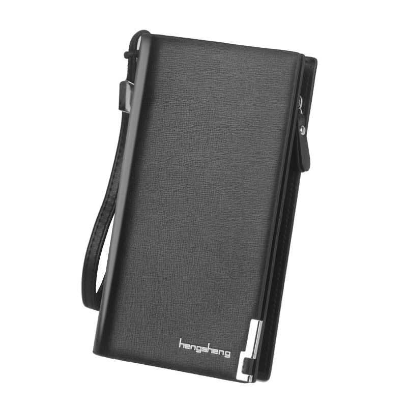 Cartera larga Hengsheng para hombre con múltiples ranuras para tarjetas, cierre de cremallera y estilo sencillo._voghion.com