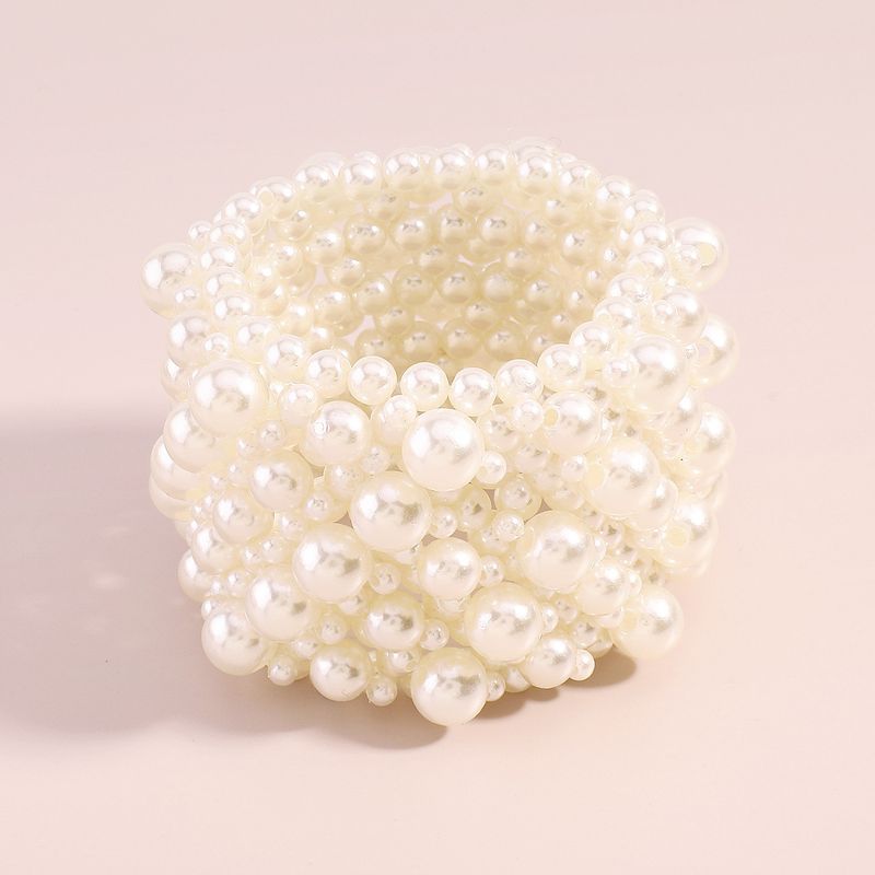 B2005 Geometric Simple Fashion Multiple Rows of Elasticity Widening Pearl Internet Celebrity Creative Elegant Bracelet_voghion.com