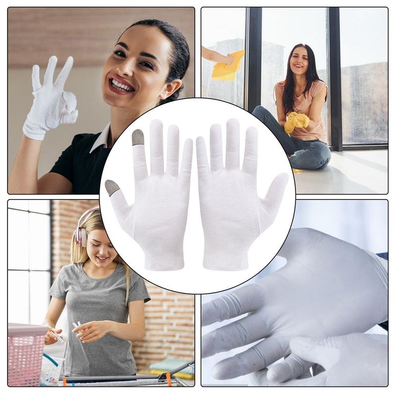 Touchscreen Texting White Cotton Gloves Cycling Biking Sporting Driving For_voghion.com
