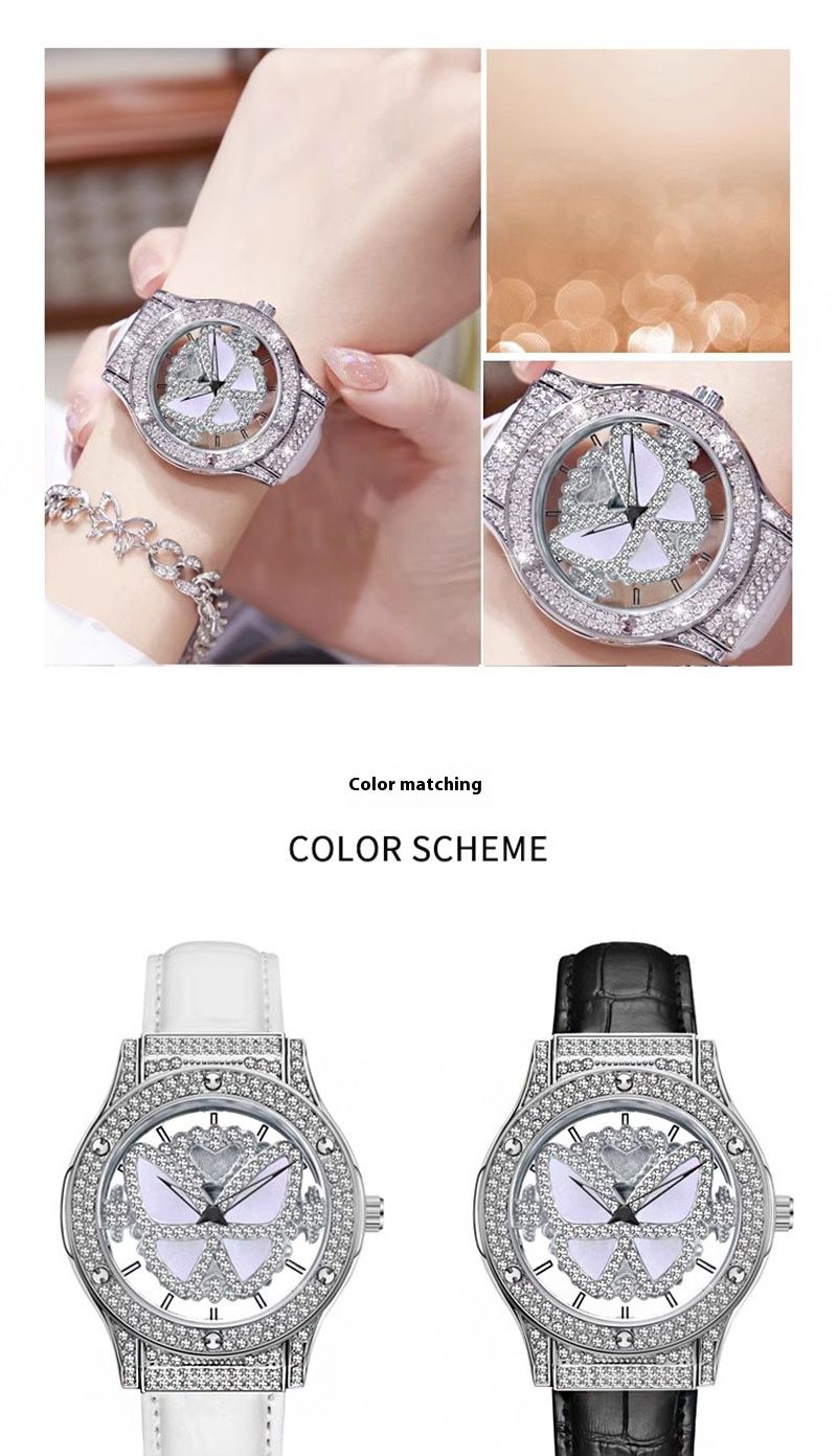 2024 Internet famous new butterfly running fashion quartz diamond inlaid ceramic women's watch_voghion.com