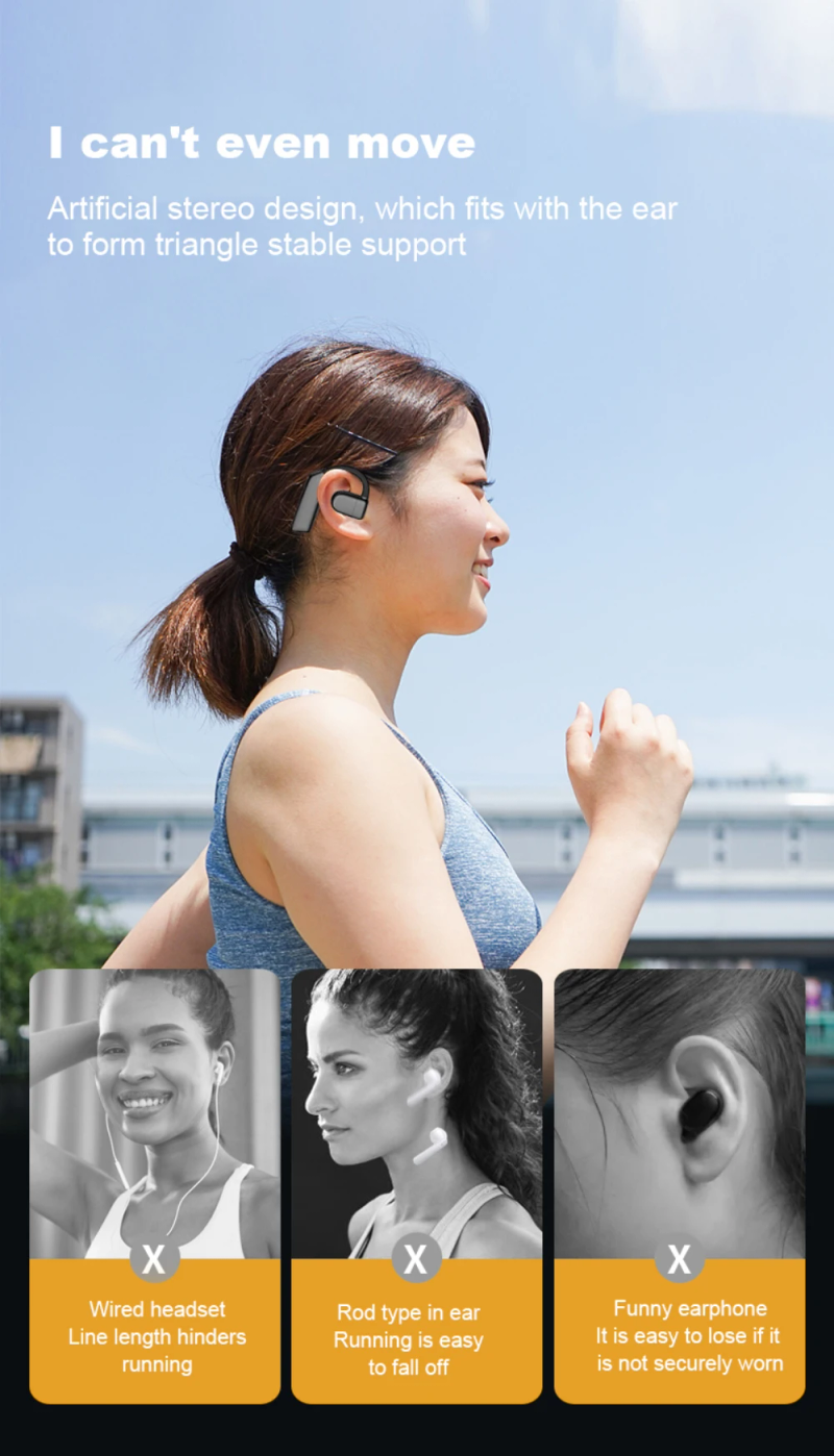 1 Set Wireless Earphone Noise Reduction HIFI Stereo Sound Hanging Type Bluetooth-compatible 5.3 Sports Headphone Mobile Phones Supply_voghion.com