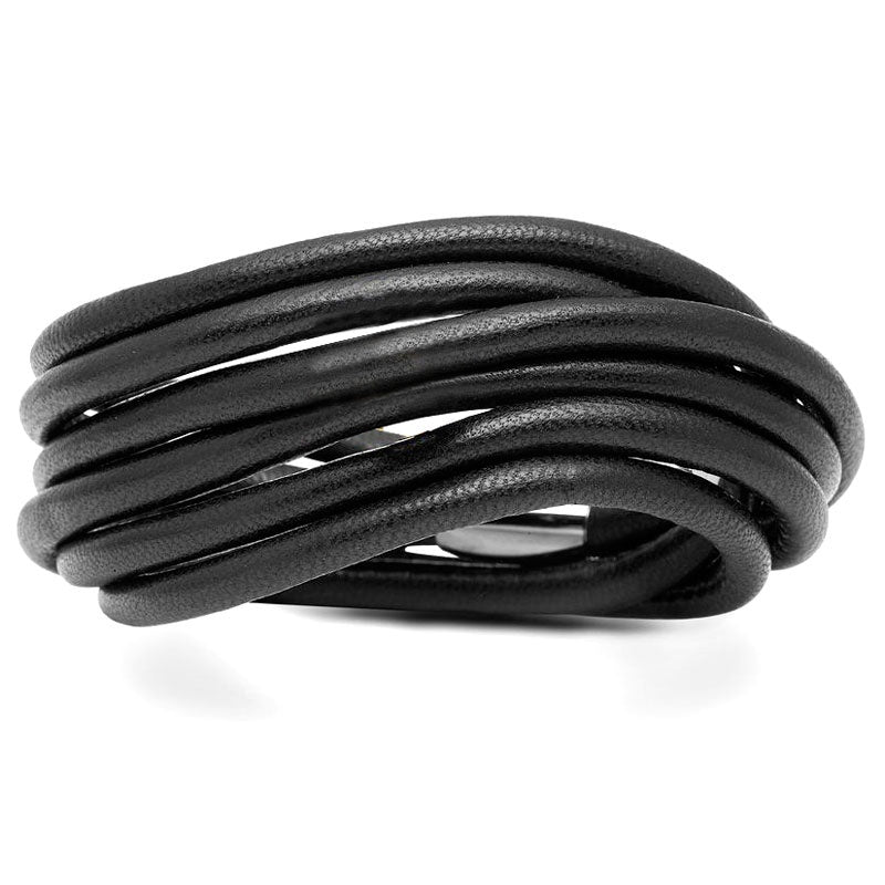 STORY by Kranz & Ziegler 2 Strand, Triple Wrap Black Lambskin Bracelet_voghion.com