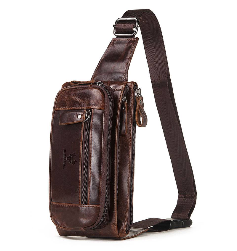 Designer Mode Persönlichkeit Trend Leder Herren Hüfttasche Oberschicht Rindsleder Multifunktionale Brusttasche Retro Umhängetasche Herrentasche Explosion_voghion.com