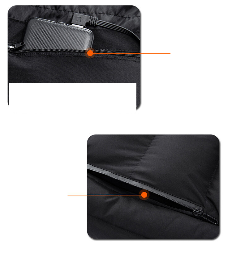 Gilet chauffant pour homme, couleur unie, capuche amovible, vêtements chauffants intelligents épais, chargement USB, gilet chauffant réglable à trois vitesses_voghion.com