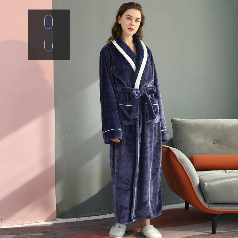 Men's Nightgown Autumn And Winter Fat Man Pajamas Couple One Piece Plus Fat Plus Size Flannel Bathrobe Female Long_voghion.com