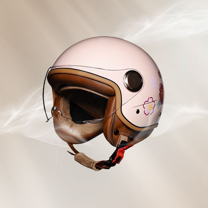 Retro Motorradhelm Männer a Fraen elektresch Pedal Hallefschutz 3/4 Hallefhelm Véier Saisone Bluetooth_voghion.com
