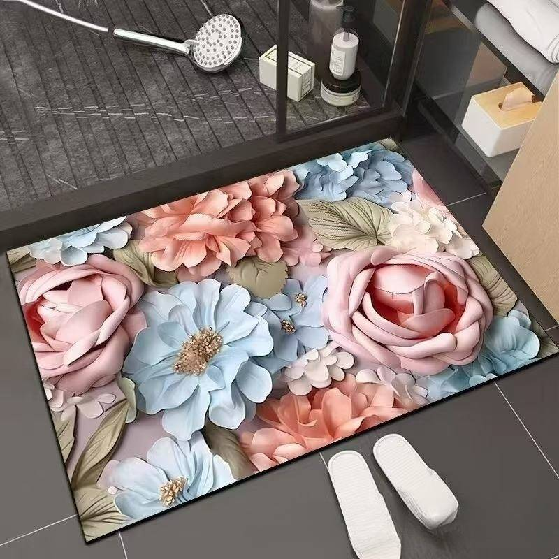 Licht Luxe Drie Dimensionale Bloemen Antislip Waterabsorberend Snel Drogend Diatomeeën Modder Vloermat Toilet Vuilafstotend Slijtvast_voghion.com