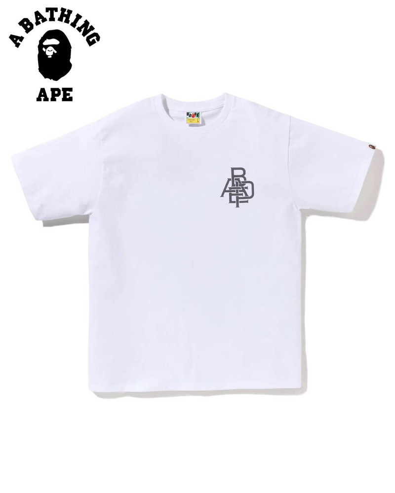 A BATHING APE BAPE - T-shirt con messaggio di testo stampato con lettere intrecciate, realizzata in tessuto di puro cotone, per uomo e donna_voghion.com