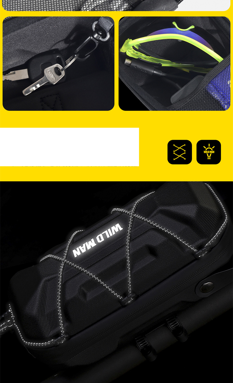 Borsa a sgancio rapido anteriore per monopattino elettrico, in EVA con guscio rigido, borsa per forcella anteriore per bicicletta, borsa pieghevole per manubrio anteriore_voghion.com
