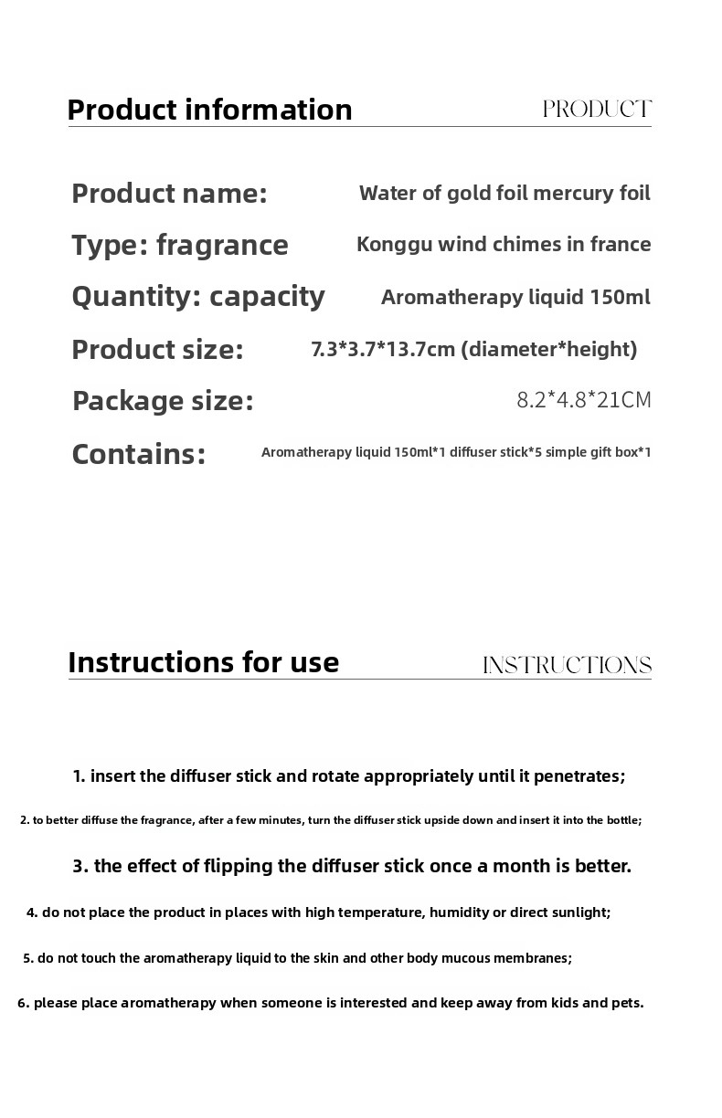 Blattgold-Diffusor mit Rattanstäbchen – Flammenloser Aromatherapie-Raumduft, Düfte von französischem Blumenstrauß und Windspiel, elegante 150-ml-Glasflasche zum Verschenken und Dekorieren_voghion.com