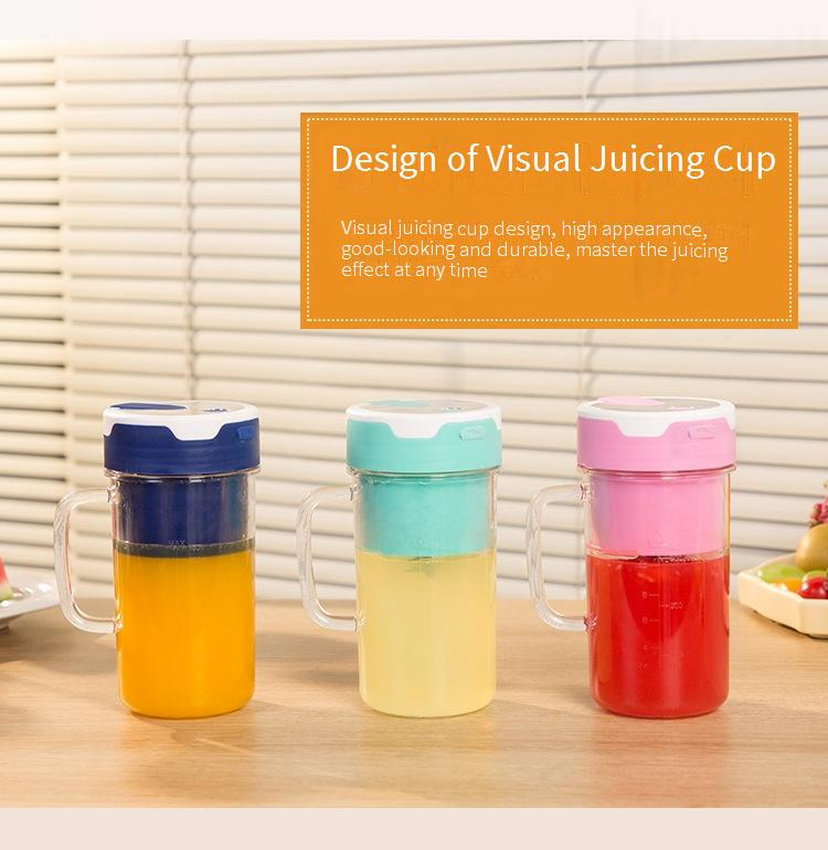 Portable Mini Blender Cordless USB Rechargeable Personal Smoothie Maker With 12-Blade Grinding System, 500ml BPA-Free Tritan Cup For Juice & Shakes_voghion.com