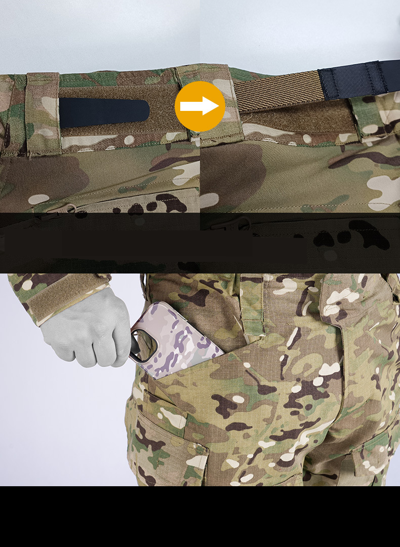 Atmungsaktives, elastisches, verschleißfestes Outdoor-Taktikanzug-Set für Herrenbekleidung – atmungsaktive, dehnbare Camouflage-Uniform für Outdoor-Training und Kampf_voghion.com