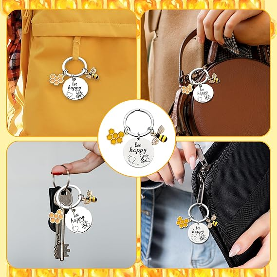 Bee Keychain Inspirational Keyring Gift - Men's, Women's, Children's Honey Keyring, Cute Bee Accessory Bag Wallet Backpack_voghion.com