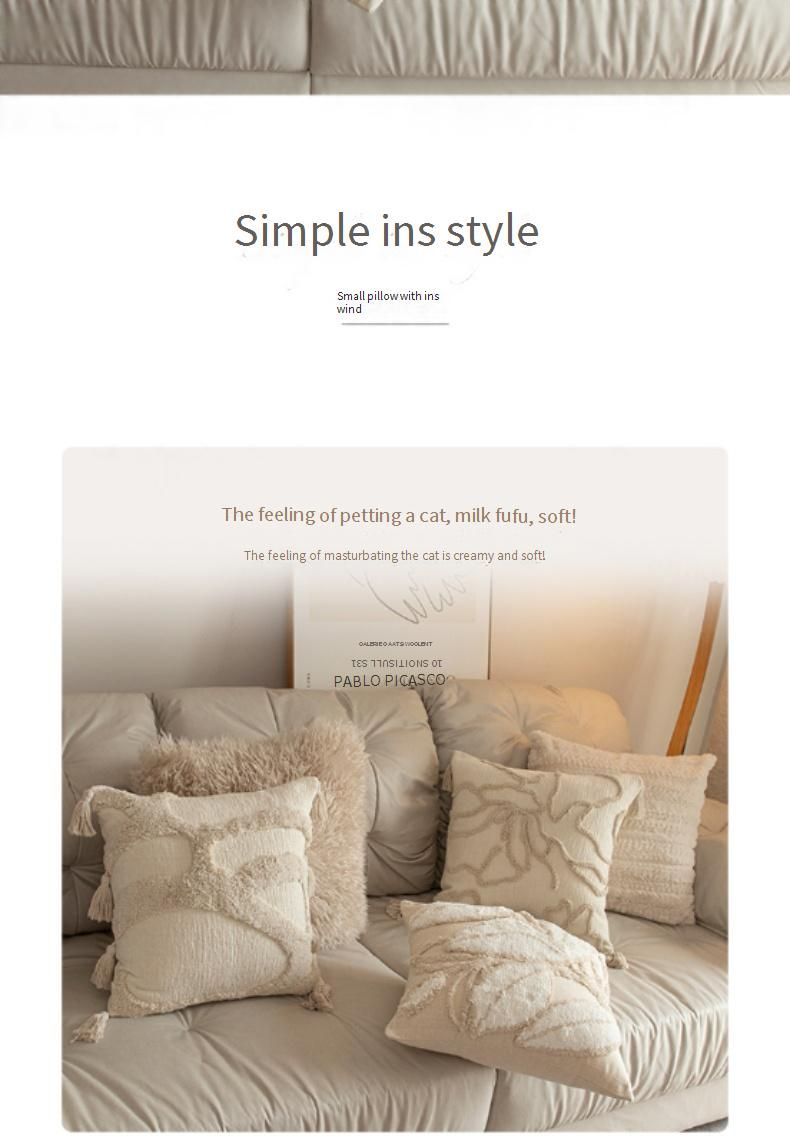 Copricuscini decorativi in stile nordico con nappe e frange per divano letto e soggiorno - Disegni trapuntati geometrici, floreali e a foglia_voghion.com