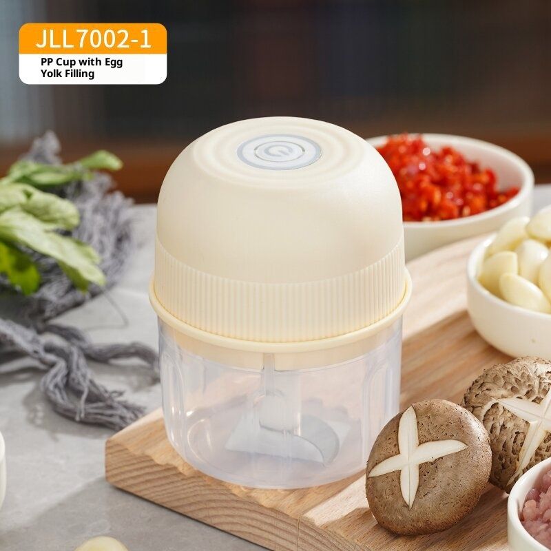 Mini tritatutto elettrico a 4 lame – Ricaricabile tramite USB-C per aglio, carne e alimenti per bambini, motore da 200 W, bicchiere in vetro da 300 ml (modalità a impulsi, lavabile in lavastoviglie)_voghion.com