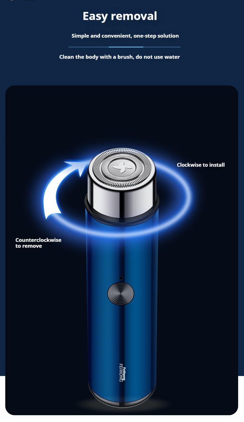 Portable Mini Electric Shaver With LED Display, USB Rechargeable, Rotating Blade For Men, Waterproof & Travel-Friendly (Army Green/Blue/Black)_voghion.com