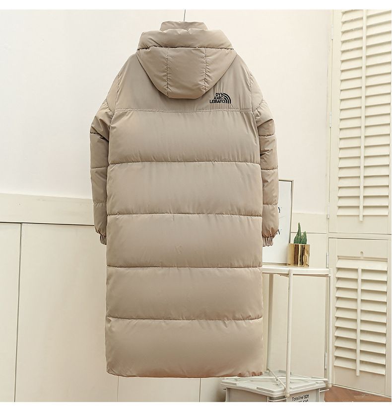 Unisex Long Puffer Jacket With Hood - Warm Winter Coat For Men & Women, Lightweight Polyester Fill, Loose Fit, 3D Pattern Design_voghion.com
