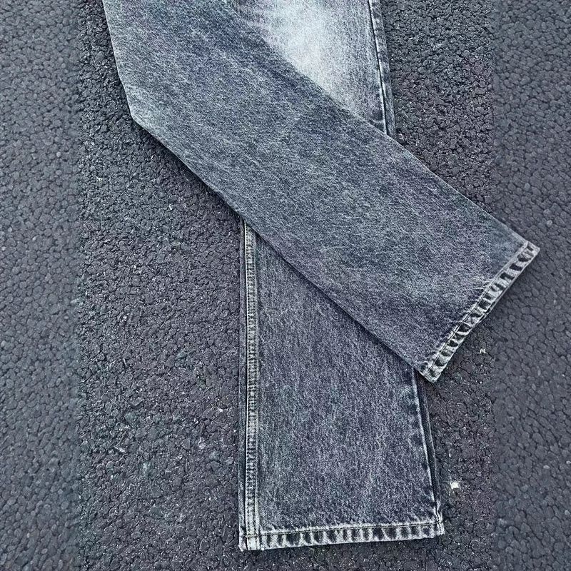 Herrkläder Marmortvättade utsvängda jeans Ren passform Retrobyxor Trend_voghion.com
