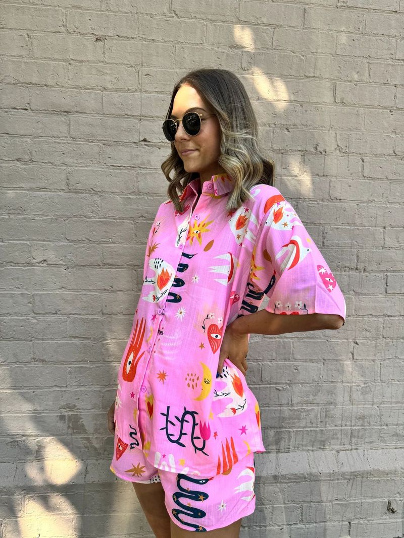 Women's Fashion Casual Suit Printed Shorts Tie-Draw Elastic _voghion.com