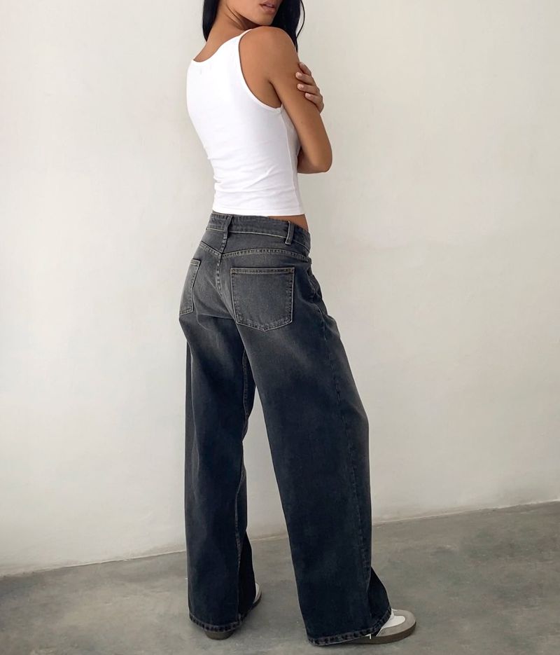 Sieviešu apģērbi ar zemu vidukli neelastīgi mazgāti taisni džinsi sievietēm rudens jaunas ielas platas džinsa bikses sievietēm_voghion.com