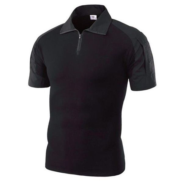 Men's Clothing Patchwork Short Sleeve Shirt Casual T-Shirt With Collar Breathable Cotton Blend Loose Fit Military Style Fashion For Outdoor Daily_voghion.com