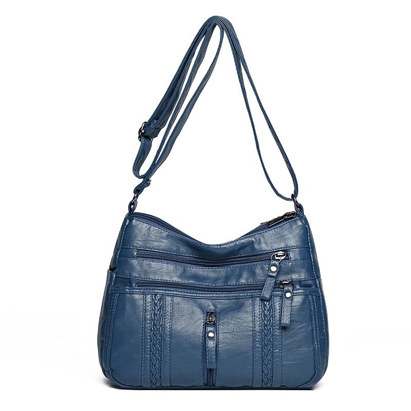 Borsa a tracolla leggera semplice da mamma, casual, in morbida pelle, lavata, nuova, grande capacità, 2024_voghion.com