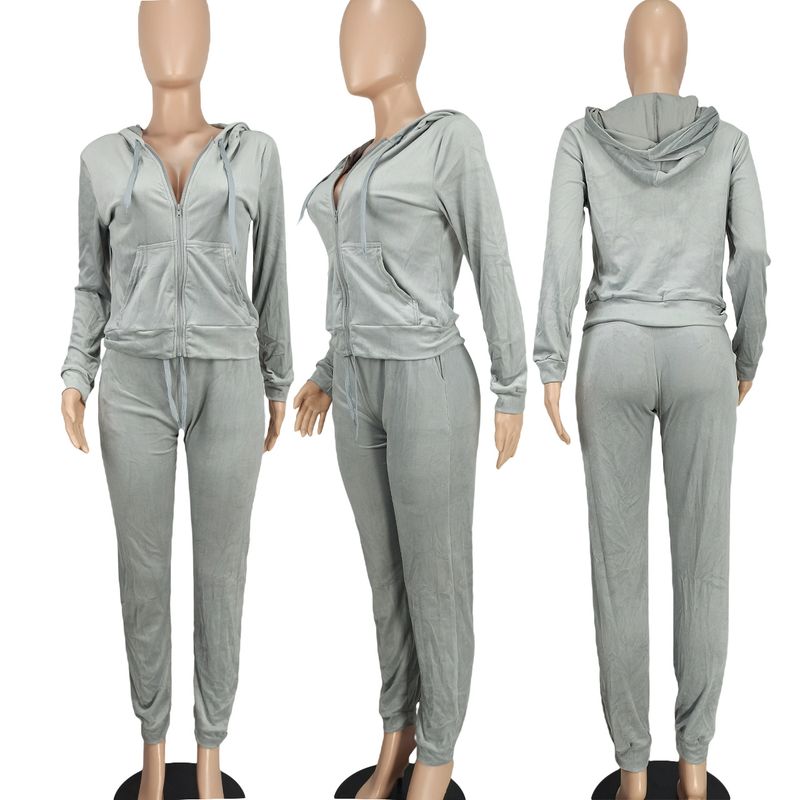 Damenbekleidung neue Mode lässig Silberfuchs Wolle Strickjacke zweiteiliger Anzug Samt Hose Sets_voghion.com