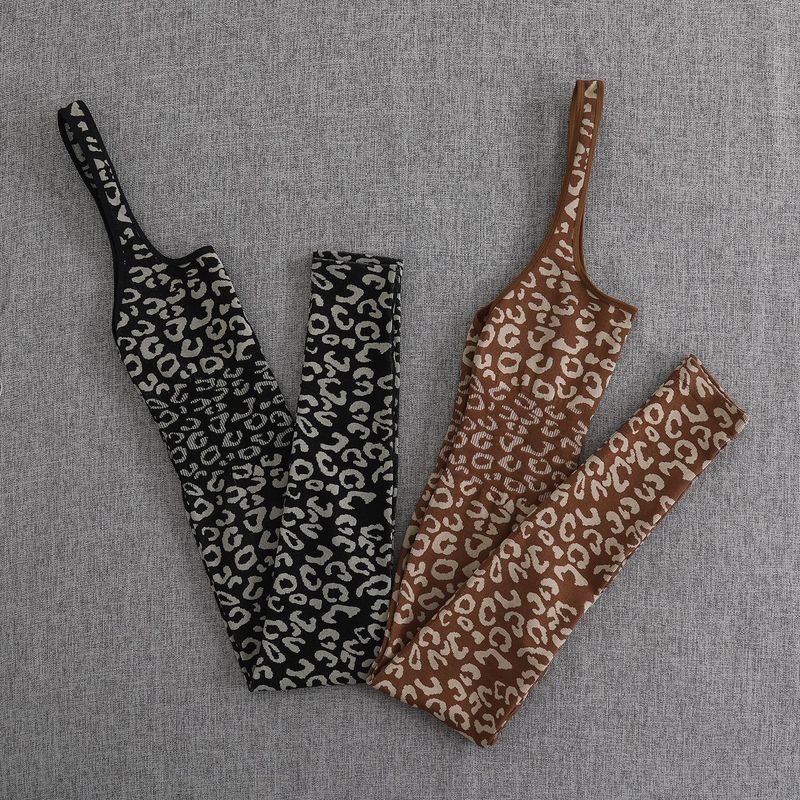 Pantaloni da yoga con stampa leopardata a vita alta da donna - Tuta elasticizzata per allenamento e corsa con design snellente e modellante_voghion.com