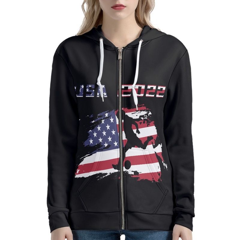 Damen-Fußball-Weltmeisterschaft, lässig, dünn, mit Reißverschluss, Kapuzenpullover, Match-Fans, Cheer-Langarm, Damen_voghion.com