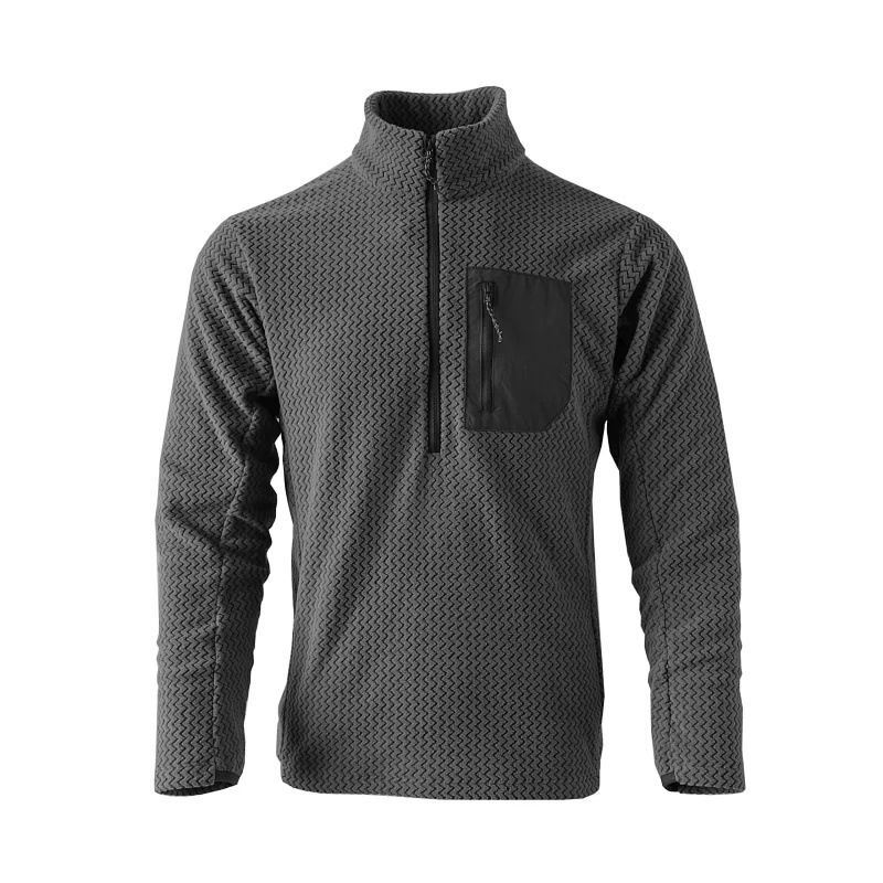 Abbigliamento da uomo Primavera e autunno Comodo maglione spesso unisex con mezza cerniera in pile ondulato e velluto a maniche lunghe_voghion.com