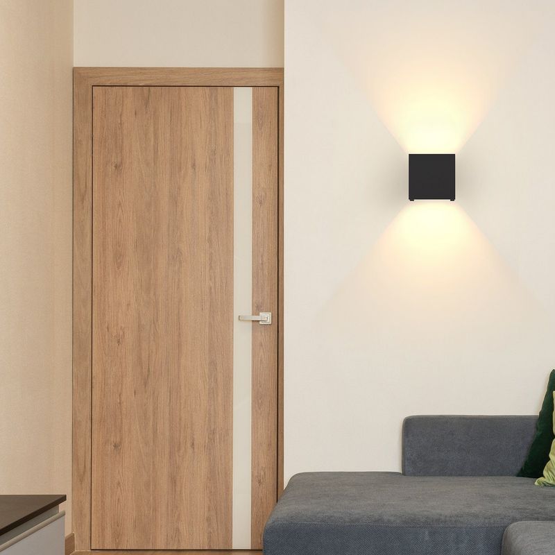 Glitzerlife LED Wandleuchte Schwarz Aussen Wandlampe - 2er Außenwandleuchte Innen Up Down Außenlampe Modern IP65 Wasserdicht Einstellbar Für Hauswand Wohnzimmer_voghion.com