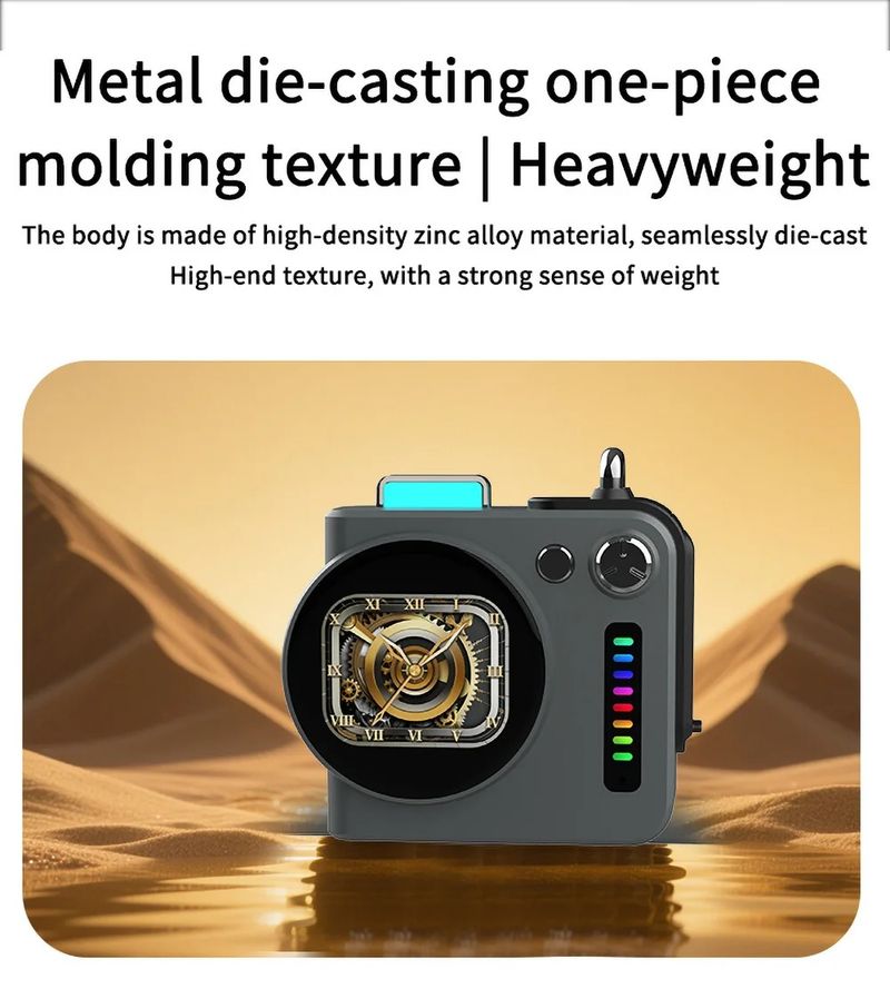 Mini altoparlante Bluetooth classico retrò con schermo intelligente Hi-Fi, lettore musicale con scheda TF, soundbar, luce ambientale RGB, allarme_voghion.com