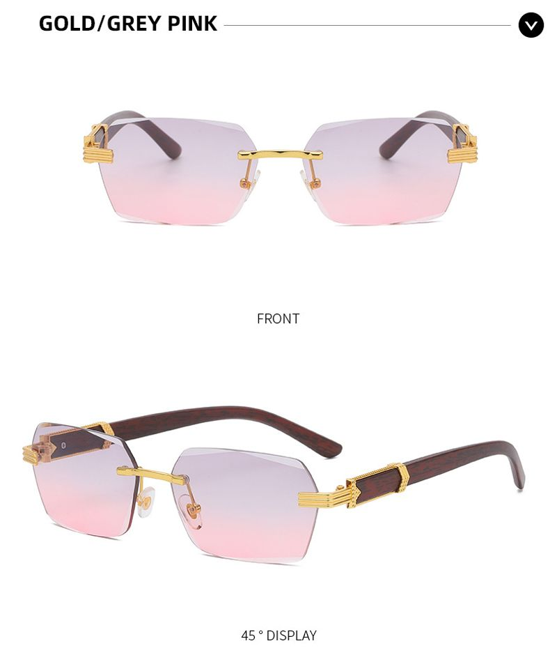 occhiali da sole quadrati da uomo di marca, occhiali retrò sfumati senza montatura in legno_voghion.com