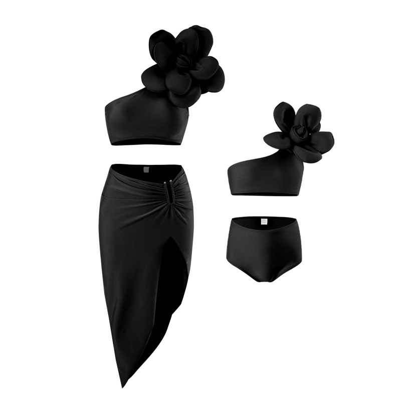 Maillot de bain familial Bikini trois robes maillot de bain mode tridimensionnel grande fleur maillot de bain familial_voghion.com