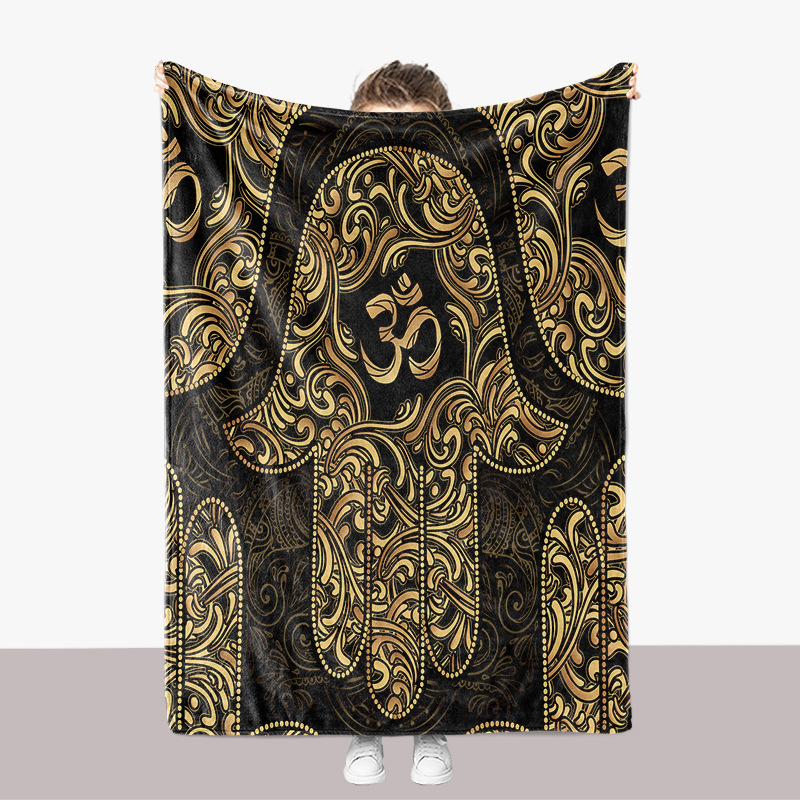 Fatima Palm Series Flanell 3D-gedruckte, verdickte Sofa-Abdeckungsdecke_voghion.com