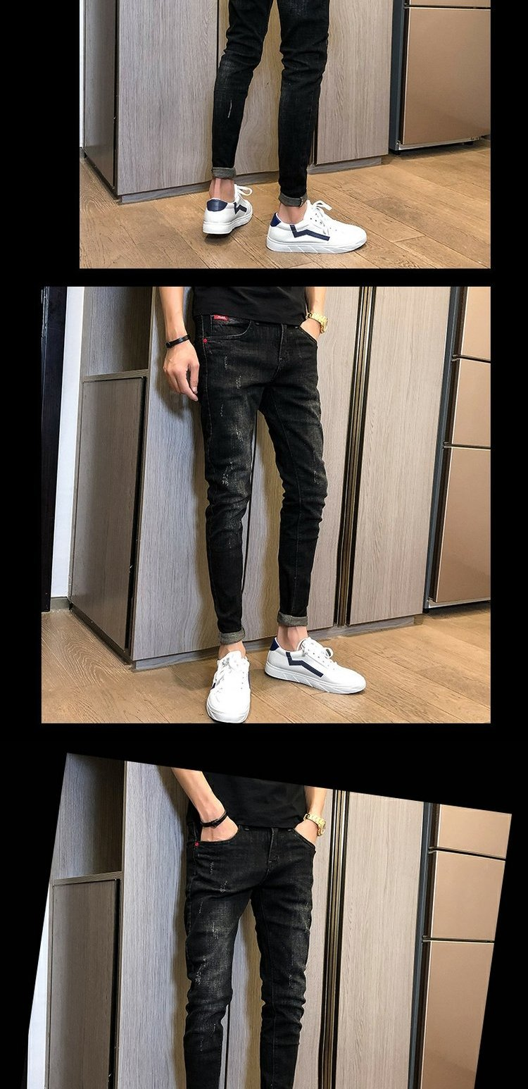 Men's CLothing Jeans men's slim-fitting skinny jeans for teenagers elastic tight pencil pants spring trendy all-match casual long pants_voghion.com