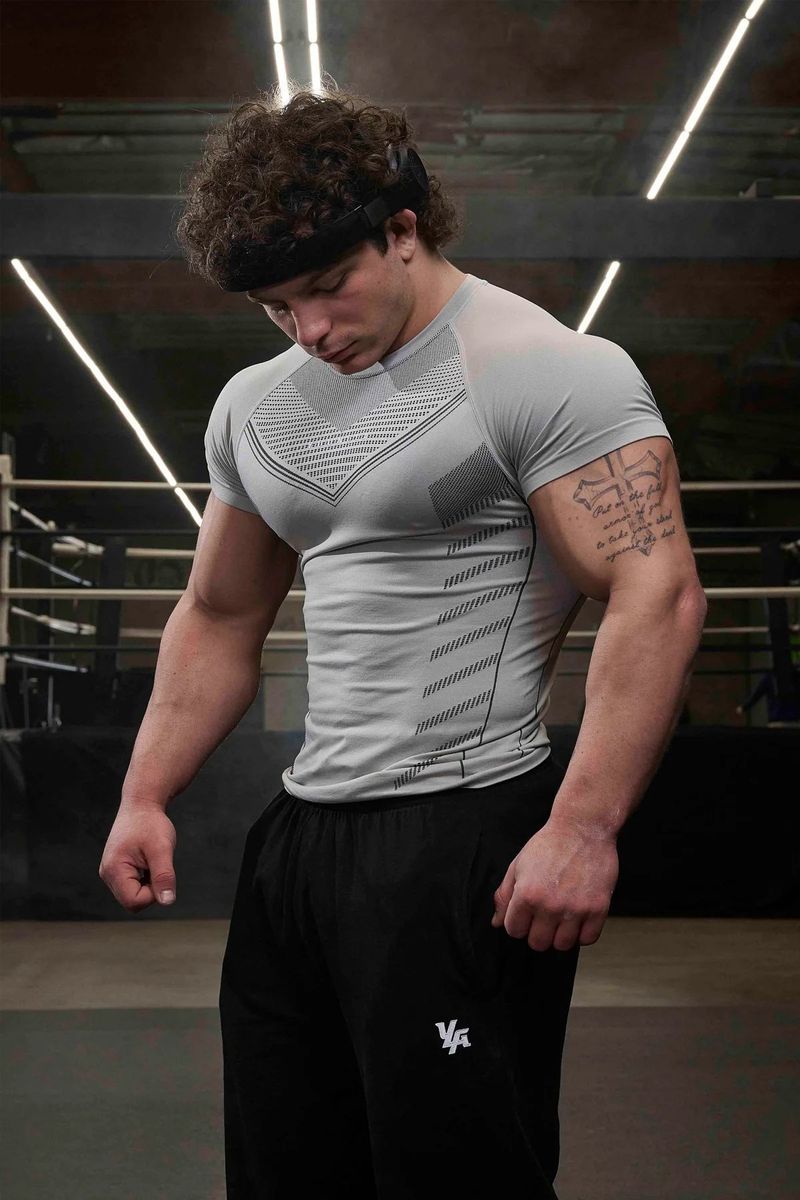 YOUNGLA Herren T-Shirt Für Sport, Fitness, Schnell Trocknend, Atmungsaktiv Stretch Fitness Anzug, Jogger Outdoor Running_voghion.com