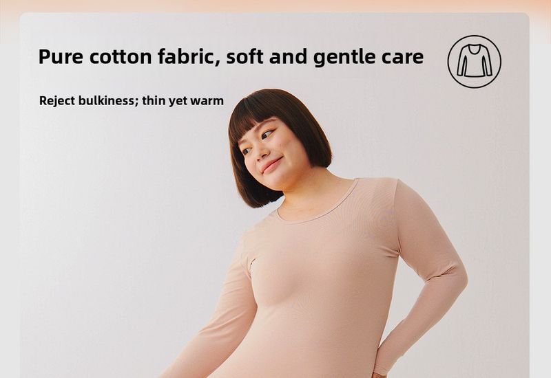 Ensemble de sous-vêtements thermiques pour femmes, antibactérien, en pur coton, grande taille, haute élasticité, sans coutures, chauffant, coupe ajustée, fin_voghion.com