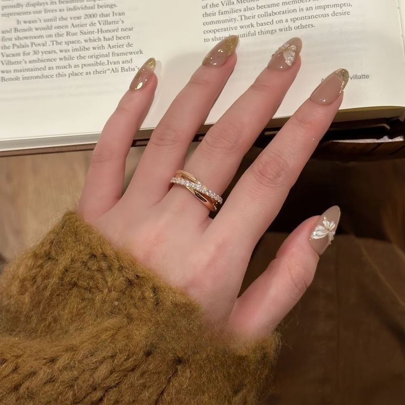 S Dreikreis-Wrap aus reinem Silber für Damen, Nischenkreuz-Luxusdesign, High-End-Zeigefinger-Persönlichkeit, offener Minimalist_voghion.com