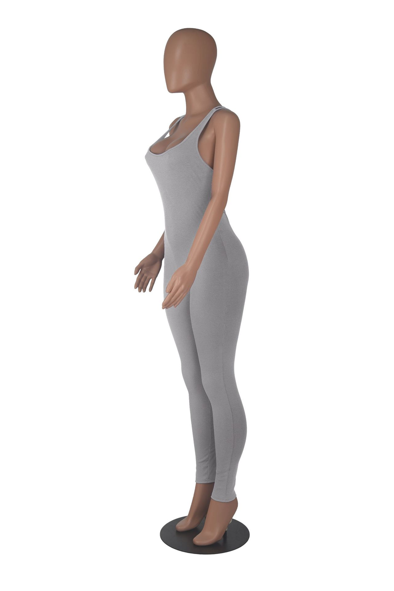 Einfarbiger, enger Yoga-Overall für Damen mit hoher Taille_voghion.com