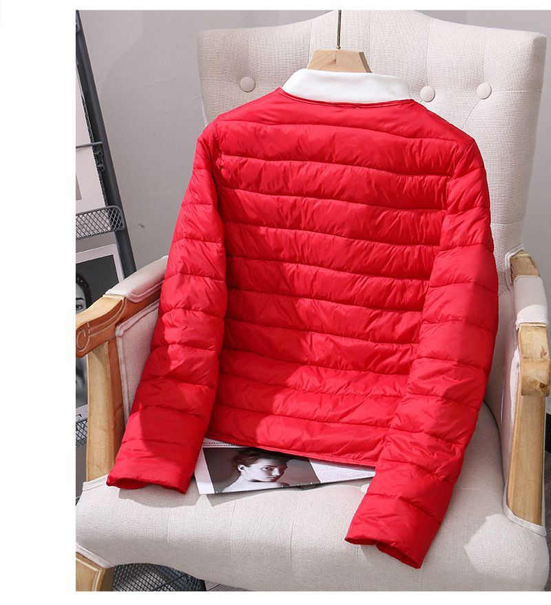 K Nuova giacca imbottita in cotone leggero per donna, fodera interna corta, cappotto in cotone con scollo rotondo, indossabile come gilet. O capo interno_voghion.com