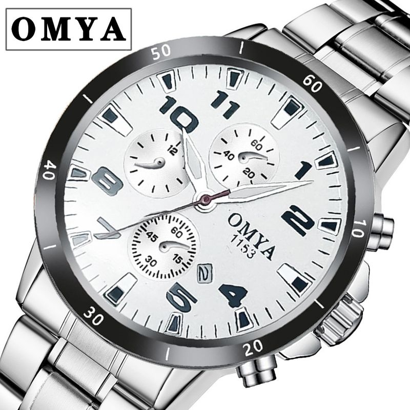 Módní vodotěsné pánské hodinky náramek sada pásek řemínek z nerezové oceli kalendář křemenné hodinky dárková krabička_voghion.com