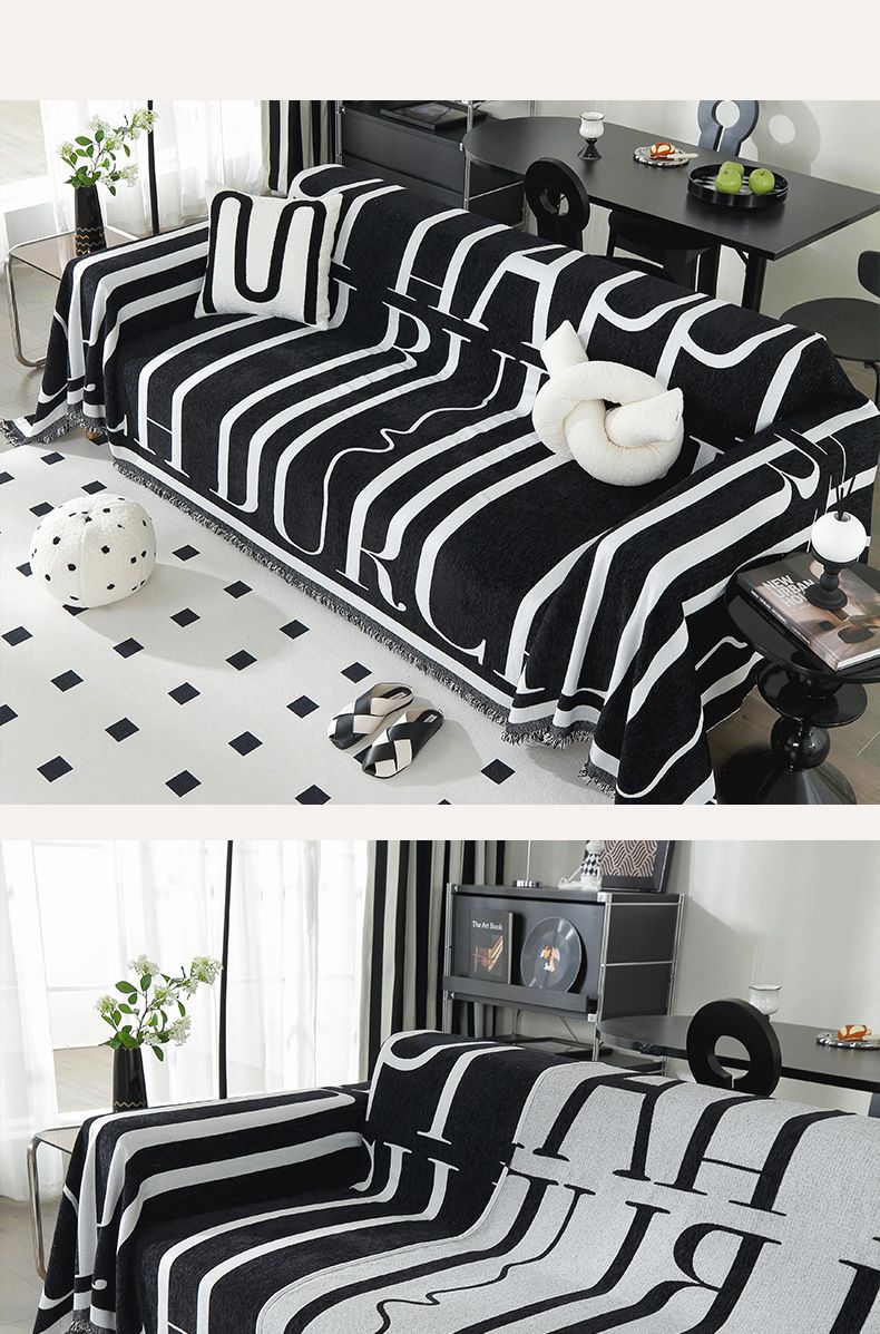 Luxury Non-Slip Geometric Sofa Cover With Cat Scratch Protection - Full Coverage Sofa Protector In Modern Striped Design, 180 * 460cm_voghion.com