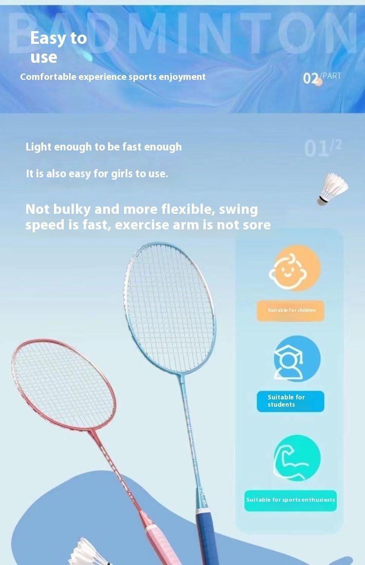【Black Gold Sports】Badminton Single Lanwei Ultra-light Durable Type Unisex Adult Student Badminton Racket Set_voghion.com