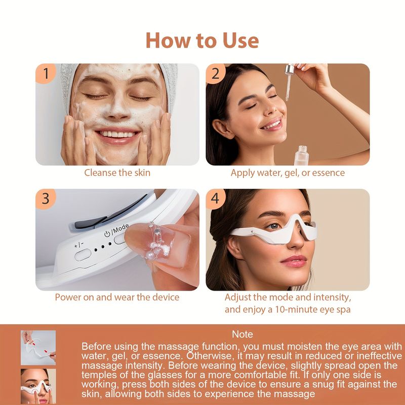 Foreverlily 3D-Augenmassagegerät, 4 Massagemodi/3 einstellbare Intensitätsstufen, über USB wiederaufladbar und tragbar, Geschenke für Frauen_voghion.com