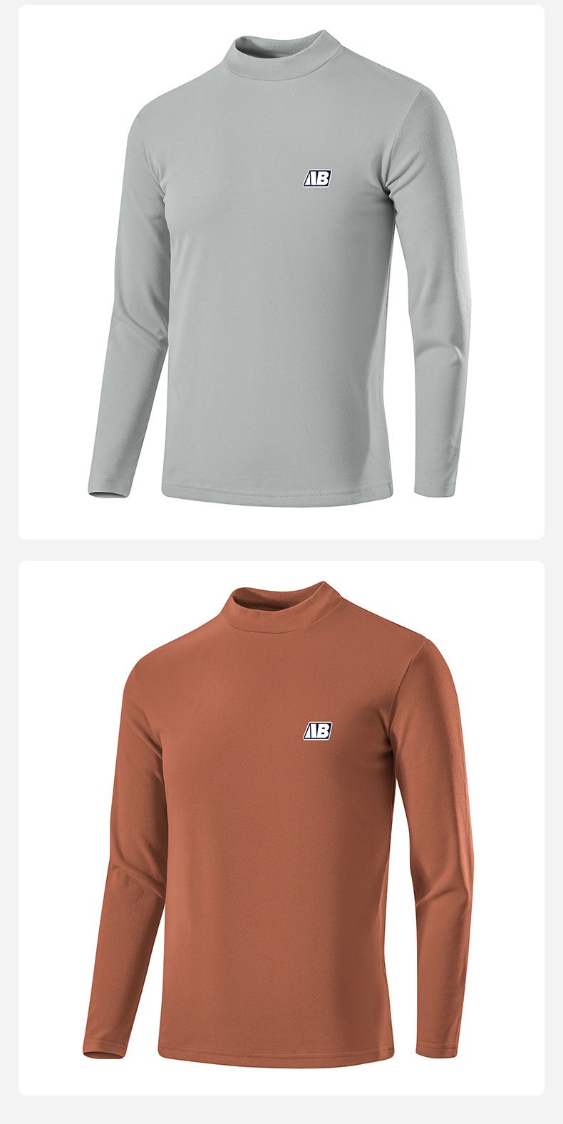 Men's Thermal Fleece Long Sleeve T-Shirt, Semi-Turtle Neck Base Layer For Winter, Warm Black Undershirt For Cold Weather_voghion.com