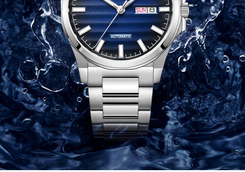 Montre mécanique automatique pour homme avec aiguilles lumineuses, étanche, boîtier en acier inoxydable, verre saphir, mouvement japonais, style professionnel_voghion.com